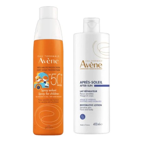 Eau Thermale Avene Solare Spray Bambino Spf50+ 200 Ml + Ristrutturante Doposole 50 Ml