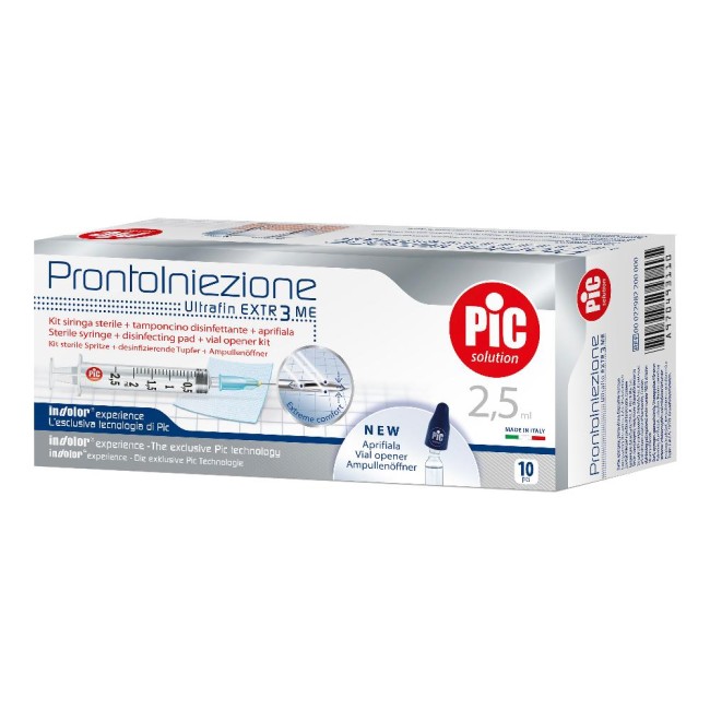 Siringa Pic Solution Pronto Iniezione 2,5 Ml Ago Gauge 23 1 1/4 10 Pezzi