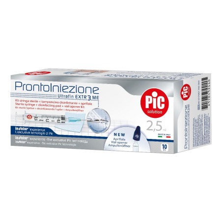 Siringa Pic Solution Pronto Iniezione 2,5 Ml Ago Gauge 23 1 1/4 10 Pezzi
