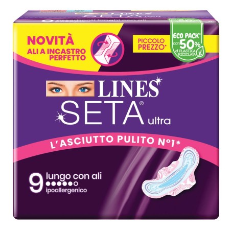 Lines Seta Ultra Assorbenti Lungo Ali Dwct 9 Pezzi