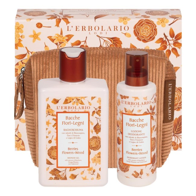 Bacche Fiori Legni Beauty Pochette Legno Di Cedro Bagnoschiuma 250 Ml + Deodorante 100 Ml Edizione Limitata
