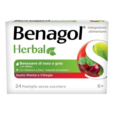 Benagol Herbal Menta E Ciliegia 24 Pastiglie