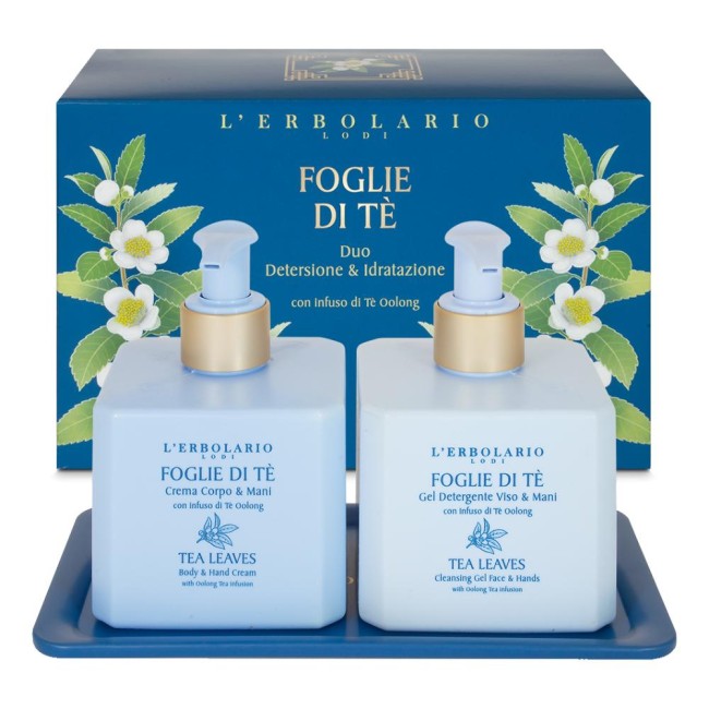 Foglie Di Te' Duo Detergente Viso & Mani 250 Ml + Crema Corpo & Mani 250 Ml + Vassoio Edizione Limitata