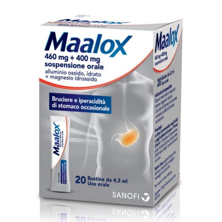 Maalox Soluzione Orale Sosp 20 Buste 4,3 Ml 460 Mg + 400 Mg