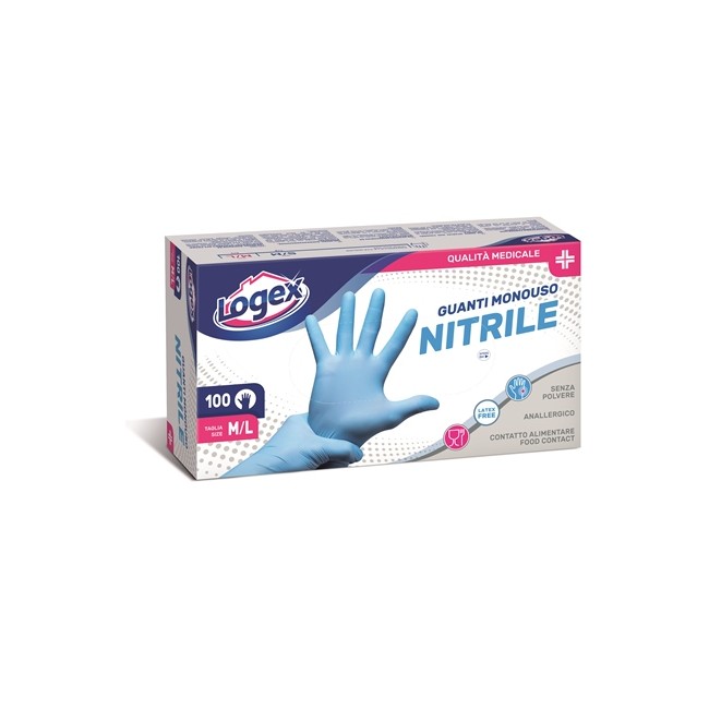 LOGEX GUANTO NITRILE M/L 100PZ