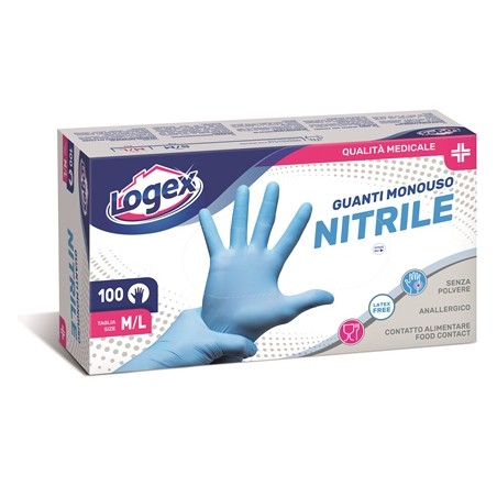 LOGEX GUANTO NITRILE M/L 100PZ