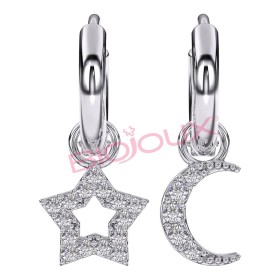 Bjt228 Orecchini Star&moon Stainless Steel