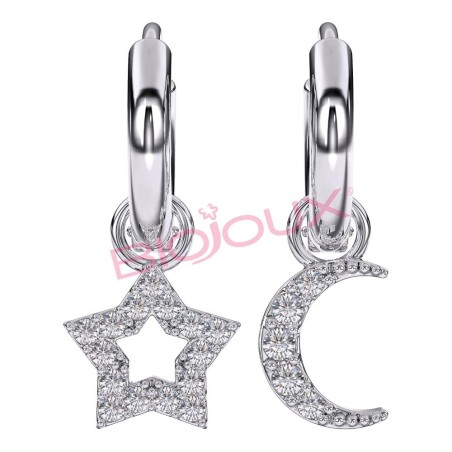Bjt228 Orecchini Star&moon Stainless Steel