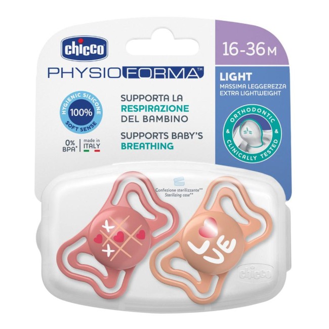 Chicco Succhietto Light Rosa Silicone 16-36m 2 Pezzi