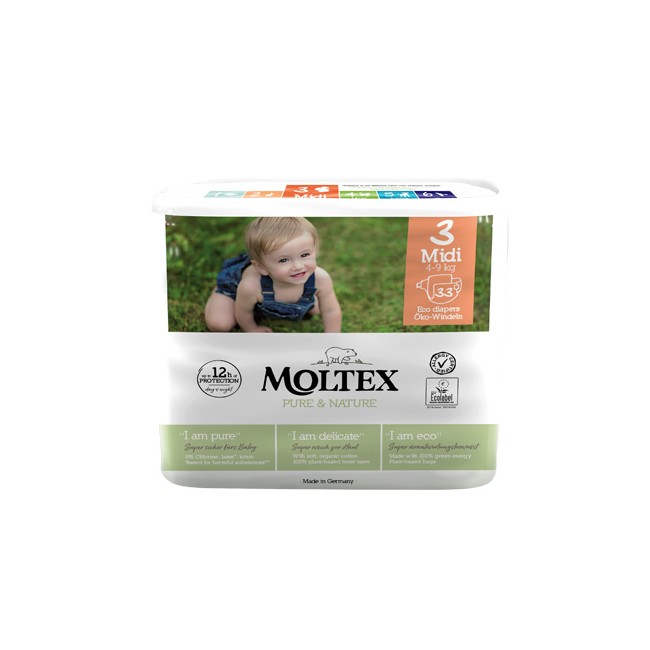 Pannolini Moltex Pure & Nature Midi 4-9 Kg Taglia 3 33 Pezzi