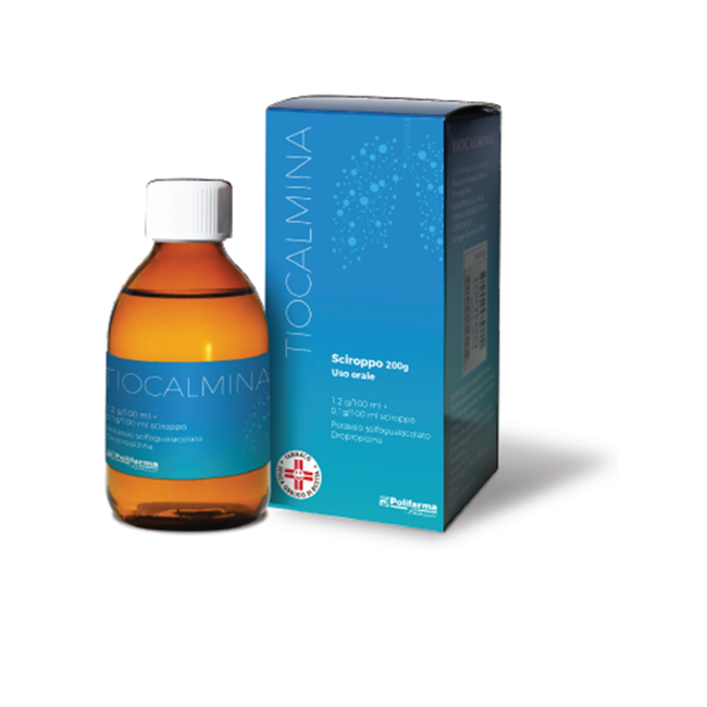 Polifarma Tiocalmina 1,2 G/100 Ml + 0,1 G/100 Ml Sciroppo Potassio Solfoguaiacolato + Dropropizina Polifarma Tiocalmina 1,2 G/100 Ml + 0,1 G/100 Ml Sciroppo Potassio Solfoguaiacolato + Dropropizina