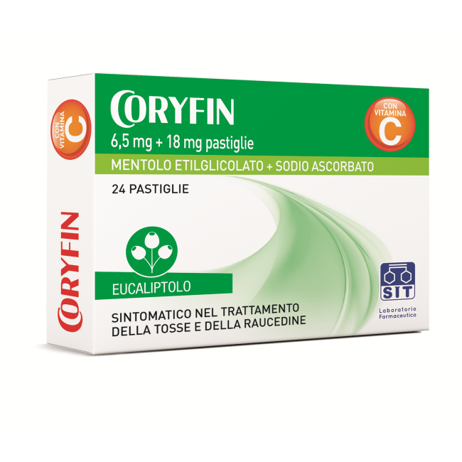 Sit Laboratorio Farmaceutico Coryfin 6,5 Mg + 18 Mg Pastiglie Mentolo Etilglicolato + Sodio Ascorbato Sit Laboratorio Farmaceutico Coryfin 6,5 Mg + 18 Mg Pastiglie Mentolo Etilglicolato + Sodio Ascorbato
