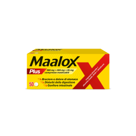 Opella Healthcare Maalox Plus 200 Mg + 200 Mg + 25 Mg Compresse Masticabili Magnesio Idrossido + Alluminio Ossido, Idrato + Dime