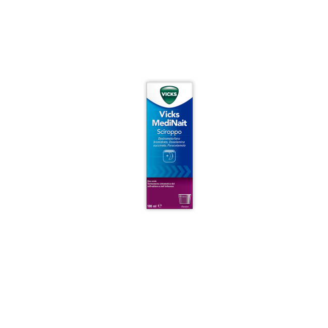 Procter & Gamble Vicks Medinait 0,5 Mg/ml + 0,25 Mg/ml + 20 Mg/ml Sciroppo Destrometorfano Bromidrato, Dossilamina Succinato, Pa Procter & Gamble Vicks Medinait 0,5 Mg/ml + 0,25 Mg/ml + 20 Mg/ml Sciroppo Destrometorfano Bromidrato, Dossilamina Succinato, Pa