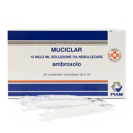 Piam Farmaceutici Muciclar 15 Mg/2 Ml Soluzione Da Nebulizzare Ambroxolo Cloridrato Medicinale Equivalente Piam Farmaceutici Muciclar 15 Mg/2 Ml Soluzione Da Nebulizzare Ambroxolo Cloridrato Medicinale Equivalente