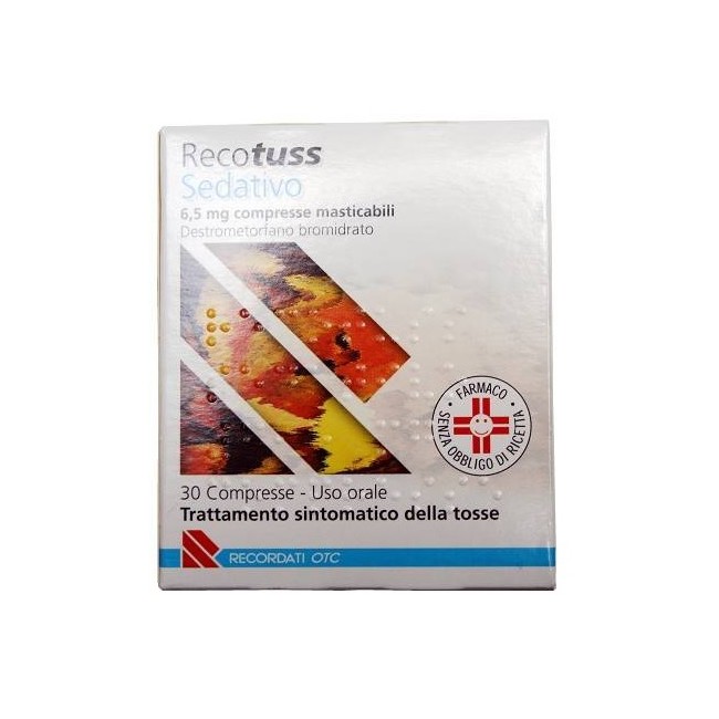 Recordati Recotuss Sedativo 6,5 Mg Compresse Masticabili Destrometorfano Bromidrato Recordati Recotuss Sedativo 6,5 Mg Compresse Masticabili Destrometorfano Bromidrato