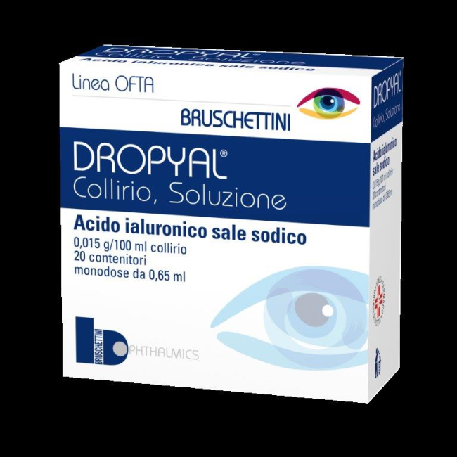 Bruschettini Dropyal 0,015% Collirio, Soluzione Acido Ialuronico Sale Sodico Bruschettini Dropyal 0,015% Collirio, Soluzione Acido Ialuronico Sale Sodico