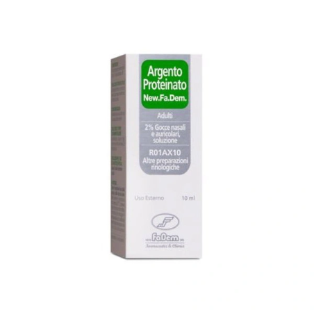New Fa. Dem. Argento Proteinato New.fa.dem. Bambini 0,5% Gocce Nasali E Auricolari, Soluzione Argento Proteinato New.fa.dem. Adu New Fa. Dem. Argento Proteinato New.fa.dem. Bambini 0,5% Gocce Nasali E Auricolari, Soluzione Argento Proteinato New.fa.dem. Adu