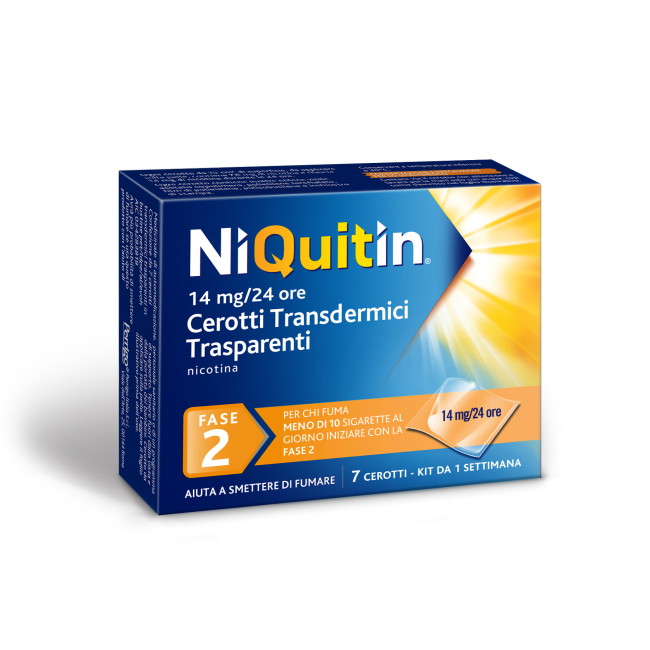 Perrigo Niquitin 7 Mg, 14 Mg, 21 Mg /24 Ore Cerotti Transdermici Trasparenti Nicotina