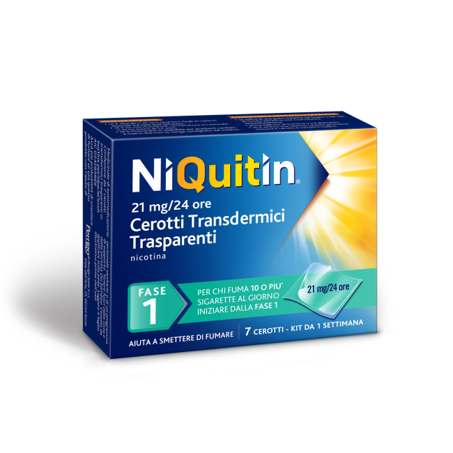 Perrigo Niquitin 7 Mg, 14 Mg, 21 Mg /24 Ore Cerotti Transdermici Trasparenti Nicotina