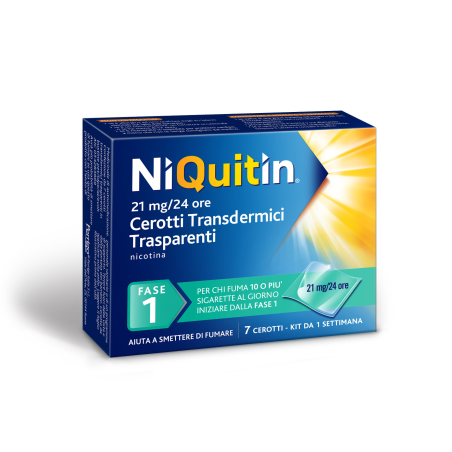 Perrigo Niquitin 7 Mg, 14 Mg, 21 Mg /24 Ore Cerotti Transdermici Trasparenti Nicotina