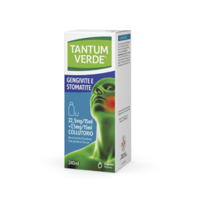 Tantum Verde Gengivite E Stomatite 22,5 Mg/15 Ml + 7,5 Mg/15 Ml Collutorio Benzidamina Cloridrato/cetilpiridinio Cloruro