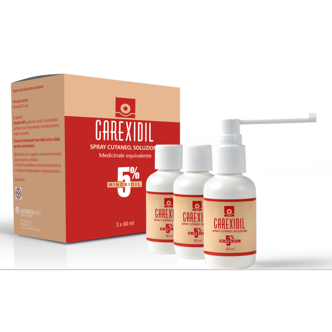 Difa Cooper Carexidil 5% Spray Cutaneo, Soluzione Minoxidil Medicinale Equivalente Difa Cooper Carexidil 5% Spray Cutaneo, Soluzione Minoxidil Medicinale Equivalente
