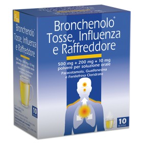 Perrigo Bronchenolo Tosse, Influenza E Raffreddore 500 Mg+200 Mg+10 Mg Polvere Per Soluzione Orale Paracetamolo/guaifenesina/fen