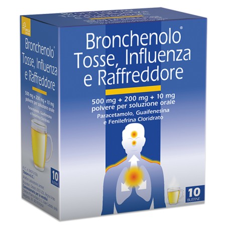 Perrigo Bronchenolo Tosse, Influenza E Raffreddore 500 Mg+200 Mg+10 Mg Polvere Per Soluzione Orale Paracetamolo/guaifenesina/fen Perrigo Bronchenolo Tosse, Influenza E Raffreddore 500 Mg+200 Mg+10 Mg Polvere Per Soluzione Orale Paracetamolo/guaifenesina/fen