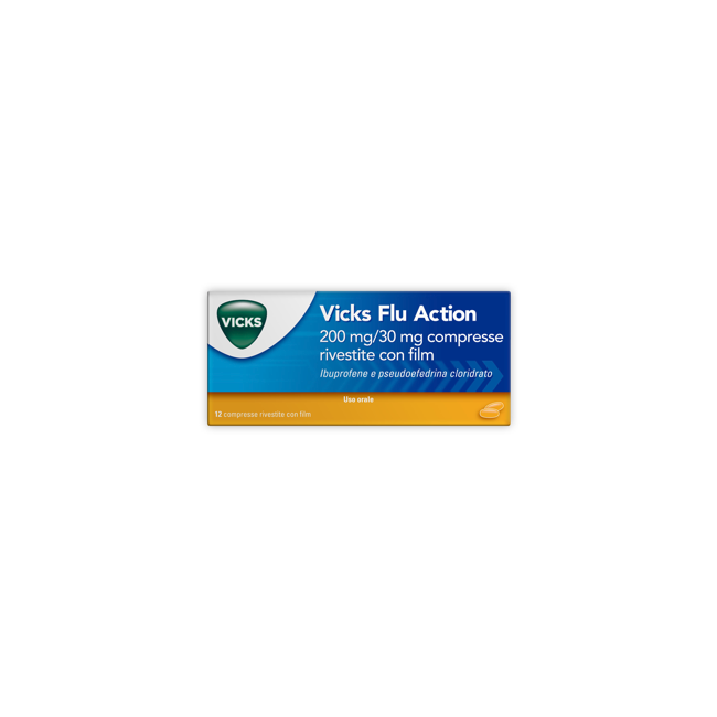 Procter & Gamble Vicks Flu Action 200 Mg/30 Mg Compresse Rivestite Con Film Ibuprofene E Pseudoefedrina Cloridrato Procter & Gamble Vicks Flu Action 200 Mg/30 Mg Compresse Rivestite Con Film Ibuprofene E Pseudoefedrina Cloridrato