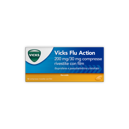Procter & Gamble Vicks Flu Action 200 Mg/30 Mg Compresse Rivestite Con Film Ibuprofene E Pseudoefedrina Cloridrato Procter & Gamble Vicks Flu Action 200 Mg/30 Mg Compresse Rivestite Con Film Ibuprofene E Pseudoefedrina Cloridrato