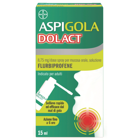 Bayer Aspigoladolact 8,75 Mg/dose Spray Per Mucosa Orale, Soluzione Flurbiprofene Medicinale Equivalente Bayer Aspigoladolact 8,75 Mg/dose Spray Per Mucosa Orale, Soluzione Flurbiprofene Medicinale Equivalente