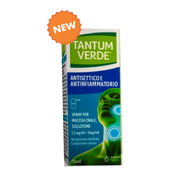 Angelini Tantum Verde Antisettico E Antinfiammatorio 1,5 Mg/ml + 5 Mg/ml Spray Per Mucosa Orale, Soluzione Benzidamina Cloridrat Angelini Tantum Verde Antisettico E Antinfiammatorio 1,5 Mg/ml + 5 Mg/ml Spray Per Mucosa Orale, Soluzione Benzidamina Cloridrat