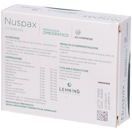 Lehning Laboratoires Nuspax 60 Compresse Masticabili Lehning Laboratoires Nuspax 60 Compresse Masticabili