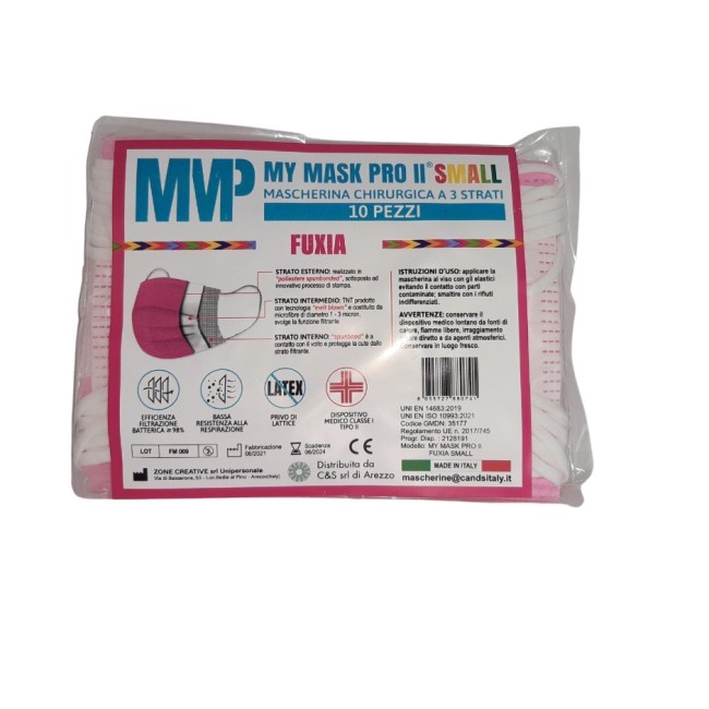 Mymask Pro Mascherina Chirurgica Ii Fuxia Small 10 Pezzi