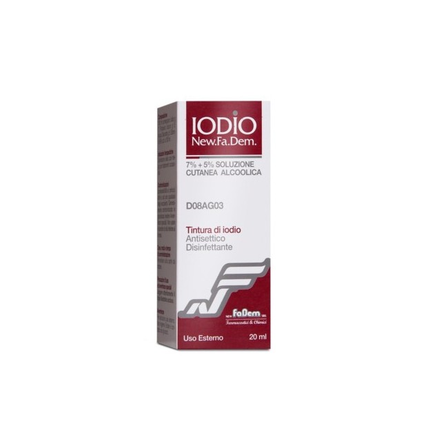 Iodio New.fa.dem. 7% + 5% Soluzione Cutanea Alcolica, Flacone Da 20 Ml Iodio New.fa.dem. 7% + 5% Soluzione Cutanea Alcolica, Fla