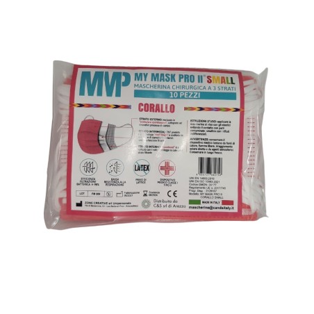 Mymask Pro Mascherina Chirurgica Ii Corallo Small 10 Pezzi