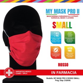 Mymask Pro Mascherina Chirurgica Ii Rosso Small 10 Pezzi