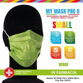Mymask Pro Mascherina Chirurgica Ii Small Verde 10 Pezzi