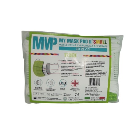 Mymask Pro Mascherina Chirurgica Ii Small Verde 10 Pezzi