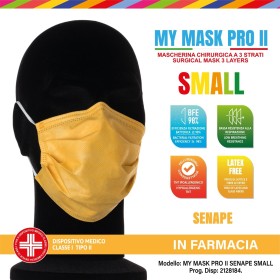 Mymask Pro Mascherina Chirurgica Ii Senape Small 10 Pezzi