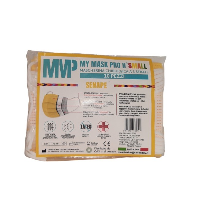 Mymask Pro Mascherina Chirurgica Ii Senape Small 10 Pezzi