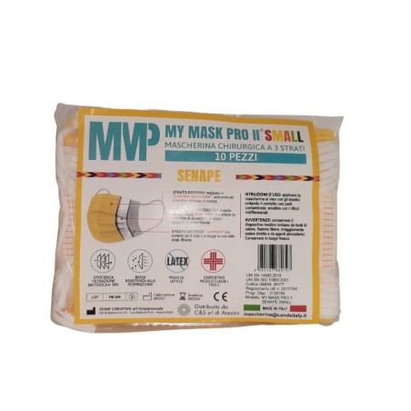 Mymask Pro Mascherina Chirurgica Ii Senape Small 10 Pezzi