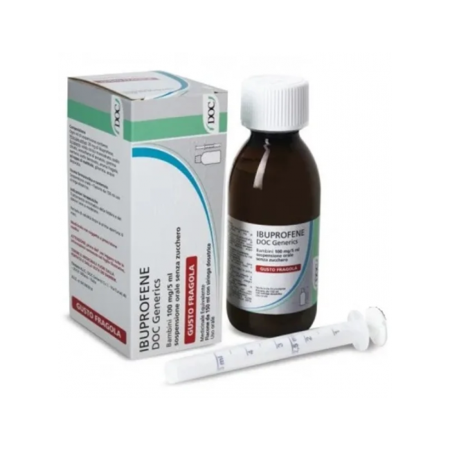 Ibuprofene Docgen Bambini 100mg/5ml Sospensione Orale Gusto Fragola Senza Zucchero Ibuprofene Docgen Bambini 100mg/5ml Sospensi