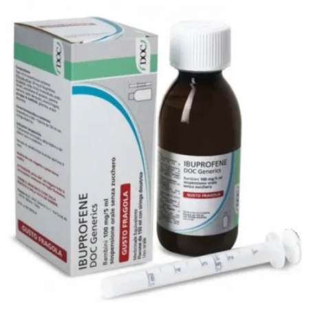 Ibuprofene Docgen Bambini 100mg/5ml Sospensione Orale Gusto Fragola Senza Zucchero Ibuprofene Docgen Bambini 100mg/5ml Sospensi