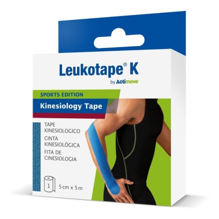 Benda Adesiva Actimove Leukot K Taping Fisioterapico Larghezza 5 Cm Lunghezza 5 M Colore Blu In Rotolo