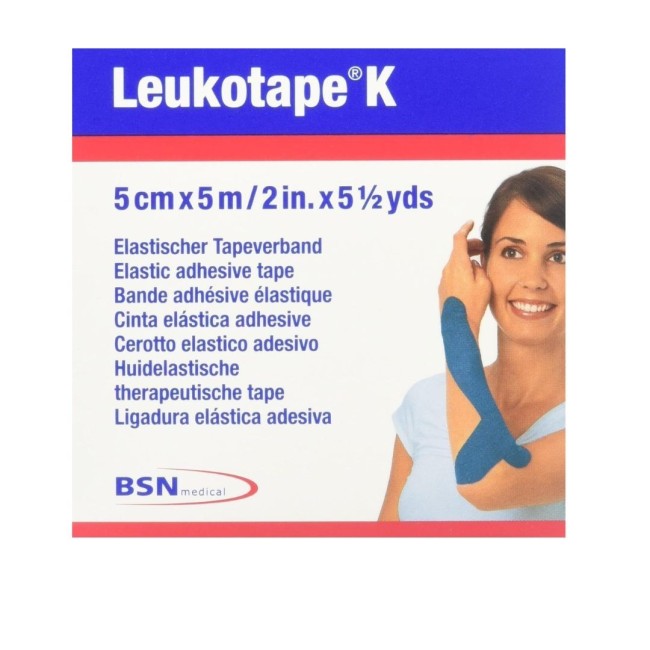 Benda Adesiva Actimove Leukot K Taping Fisioterapico Larghezza 5 Cm Lunghezza 5 M Colore Blu In Rotolo