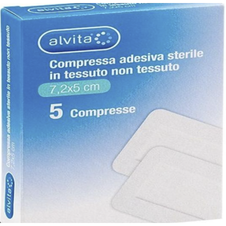 Garza Compressa Adesiva Alvita Tnt 7,2x5cm 5 Pezzi