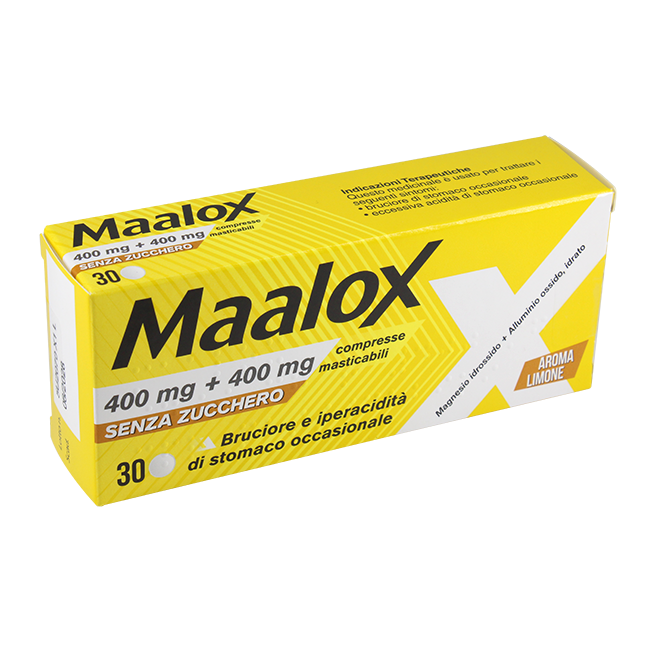 Maalox 30 Compresse Masticabili 400mg+400mg Maalox 30 Compresse Masticabili 400mg+400mg