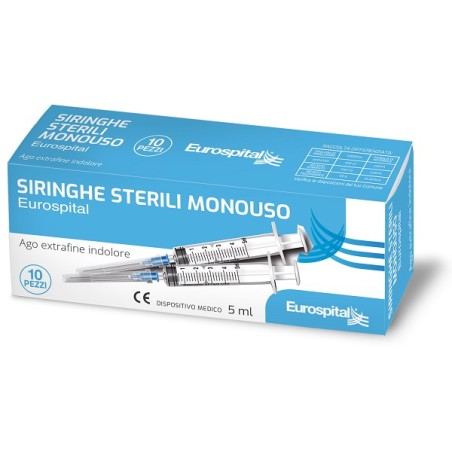 Siringa Sterile Monouso Eurospital 5 Ml 10 Pezzi Siringa Sterile Monouso Eurospital 5 Ml 10 Pezzi
